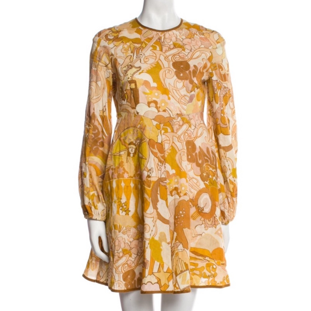 Zimmerman Orange Patterned Women's Dress - Zimmerman 0 = Women’s 2